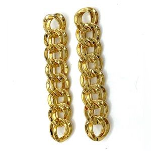 Vintage Monet Double Chain Gold Tone Brooch Pin Pair